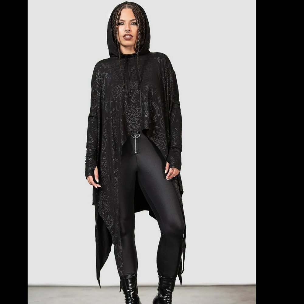 Killstar, Over The Moon Oversized Top, size: XS-M, Black